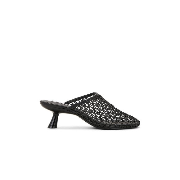 Steve Madden Xray Sandal in Black mesh kitten heel leather slipper like new - Picture 1 of 8